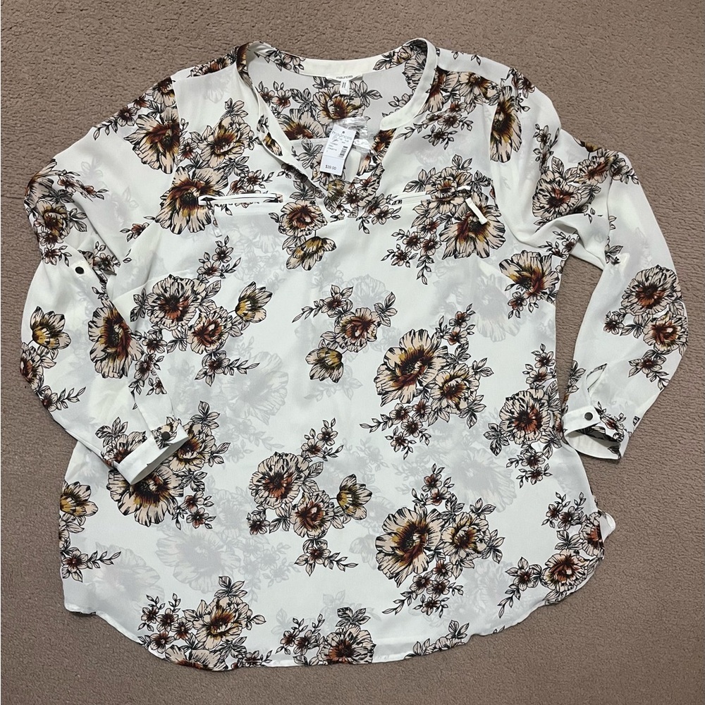 Maurices women’s long sleeve floral blouse - Picture 3 of 4
